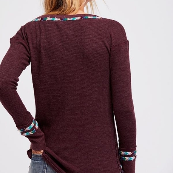 Free People We The Free Rainbow Thermal Wine XS - Picture 2 of 7